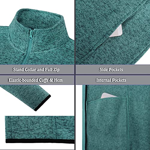 Image of Dolcevida Women's Long Sleeve Sweater Fleece Zip Up Speckled Jacket with Pockets