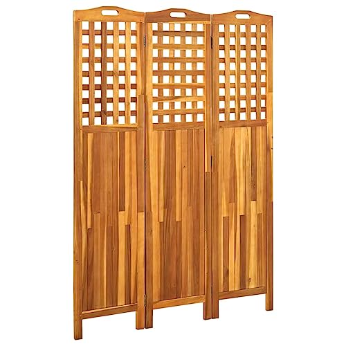 LoogCape Biombo de madera maciza de acacia de 3 piezas, 121 x 2 x 170 cm, plegable, plegable, independiente, para interior y exterior, privacidad