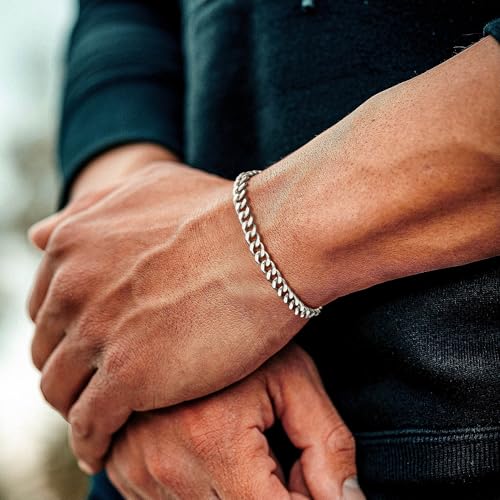 Pulsera de eslabones cubanos de plata 925 para hombre miniatura 5