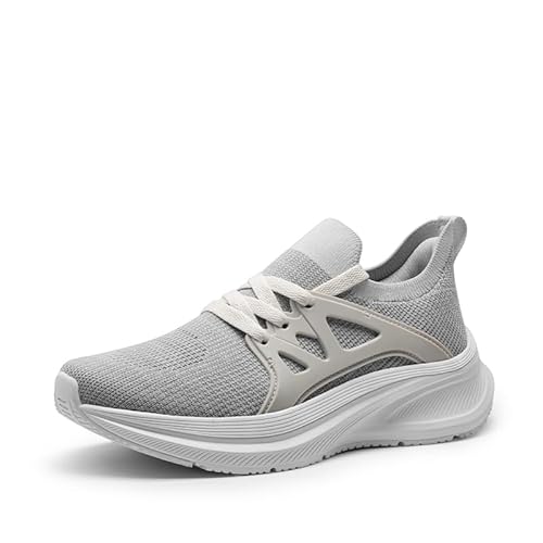 Women's Walking Comfortable Slip-On Shoes Running Tennis Athletic Gym Workout Cross Training Sneakers 8.5 Grey