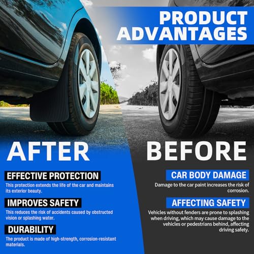 Image of 4PCS Black Mud Flaps Universal Rubber Front and Rear Side Splash Guards Mudflaps Mudguard Fender Flares with Hardware for Car Pickup Truck SUV