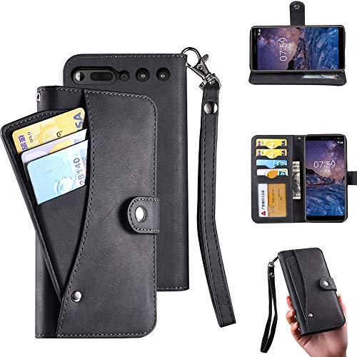 ZUMECA Essential Ph-1 Case, Essential Phone Wallect Case, [Wallet Stand] Flip Magnetic 6 Cards Slot/Cash Pocket PU Leather Cover with Wrist Strap and Oil Edge Making for Essential Phone PH-1 (Black)