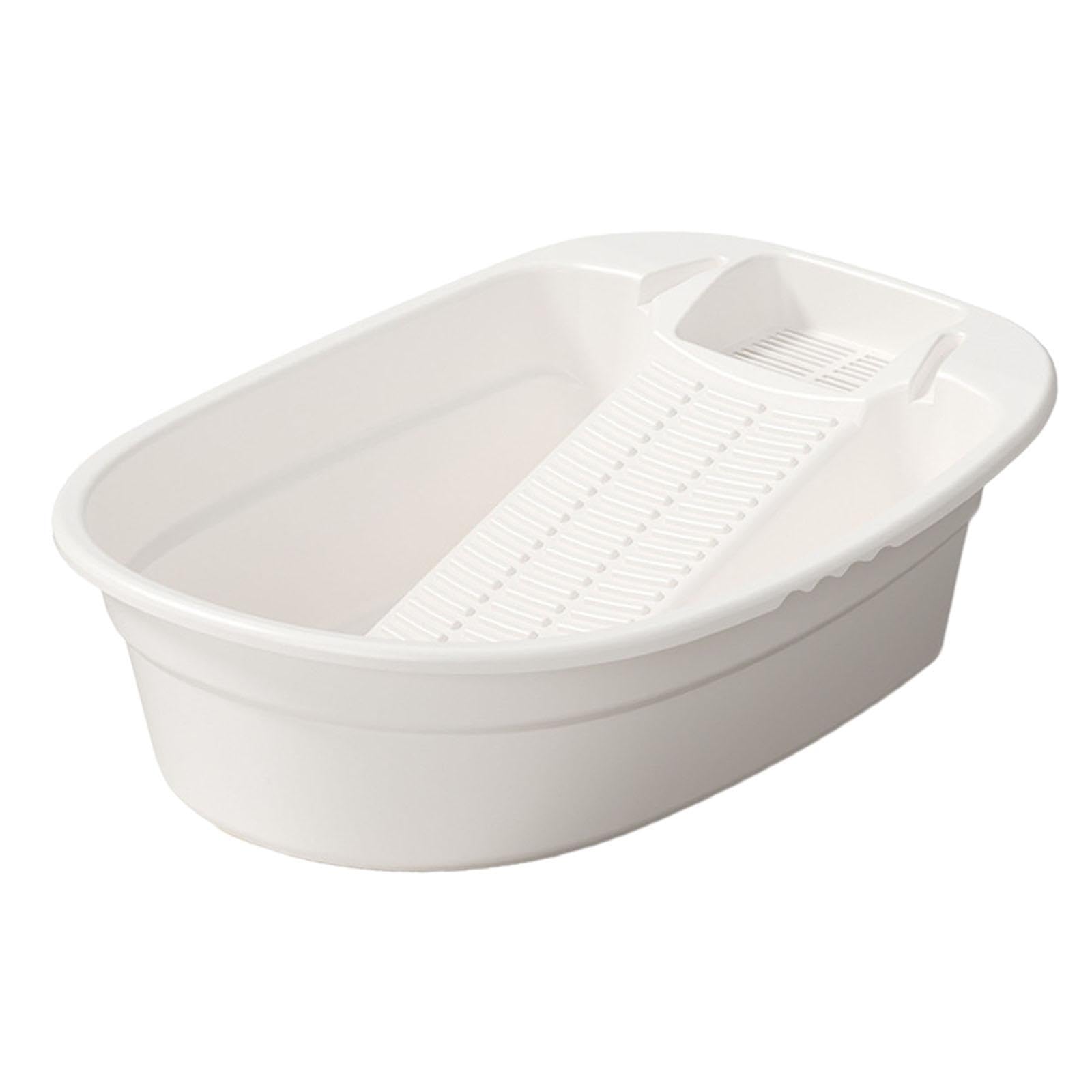 Qlecxzi White Laundry Basin With Washboard Convenient Solution Lightweight Baby Clothes Efficient Cleaning Household Tool Laundry Basin With Washboard Mini Hand, 18.90X14.96x5.51 Inch