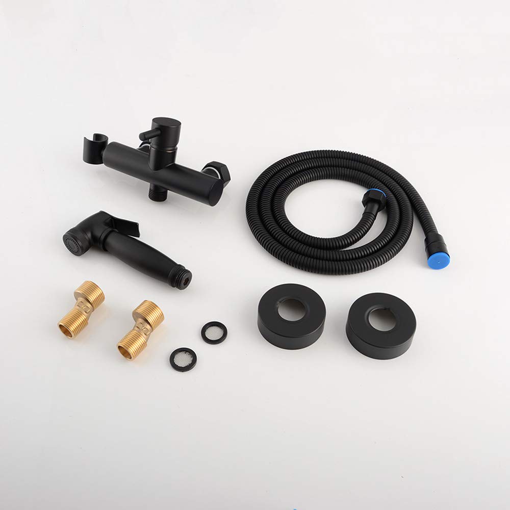 Kit Doccetta per WC, Doccetta Bidet in Ottone Bidet Doccia Set Portabile Kit Spruzzatore per Bidet Monocomando Rubinetti per Bidet con Tubo, Acqua Calda e Fredda per Animali,Cromo
