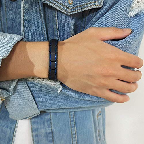 VNOX Personalized Stainless Steel Link Bracelet for Men Elegant Two-Tone Square Link Chain Bracelet for Men Dad Wristband Adjustable3