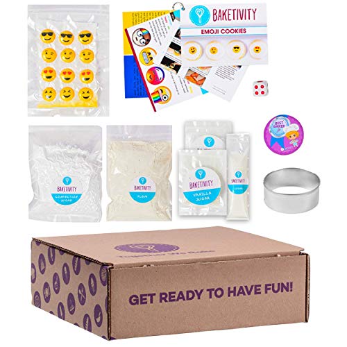 BAKETIVITY Kids Baking DIY Activity Kit - Bake Delicious Emoji Cookies with Pre-Measured Ingredients – Best Gift Idea for Boys and Girls Ages 6-12