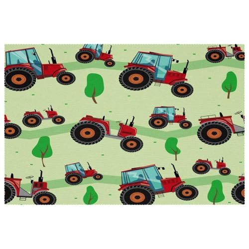Sets de table tracteur rouge lavables et résistants à la chaleur - 2