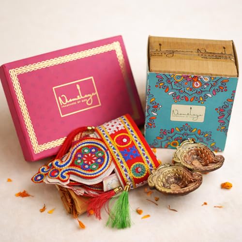 Image of Nirmalaya Premium Sacred Backflow Ganpati Idol Gift Box | Navratri & Housewarming Gift Set | Ganesha Idol with Backflow Incense Cones, Toran & Terracotta Diyas | Spiritual Diwali Pooja Gift Hamper
