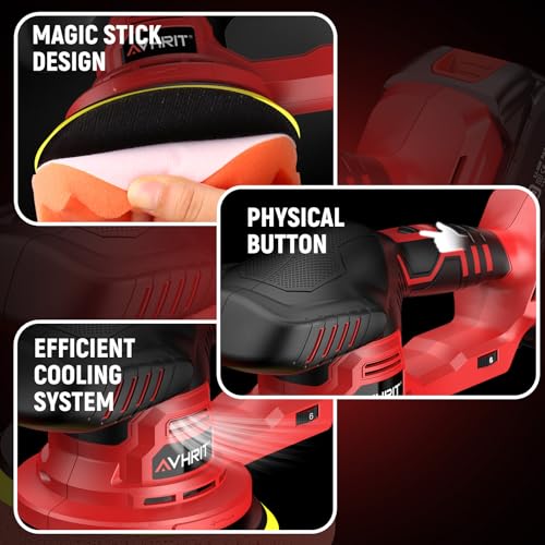 Updated Cordless Polisher with 2x4.0Ah Batteries, 6 Variable Speed up to 5500 RPM, 6 In Car Buffer Polisher for Car Detailing, Polishing, Boat Sanding, with Car Wax Buffing Machine Kit, Toolbag