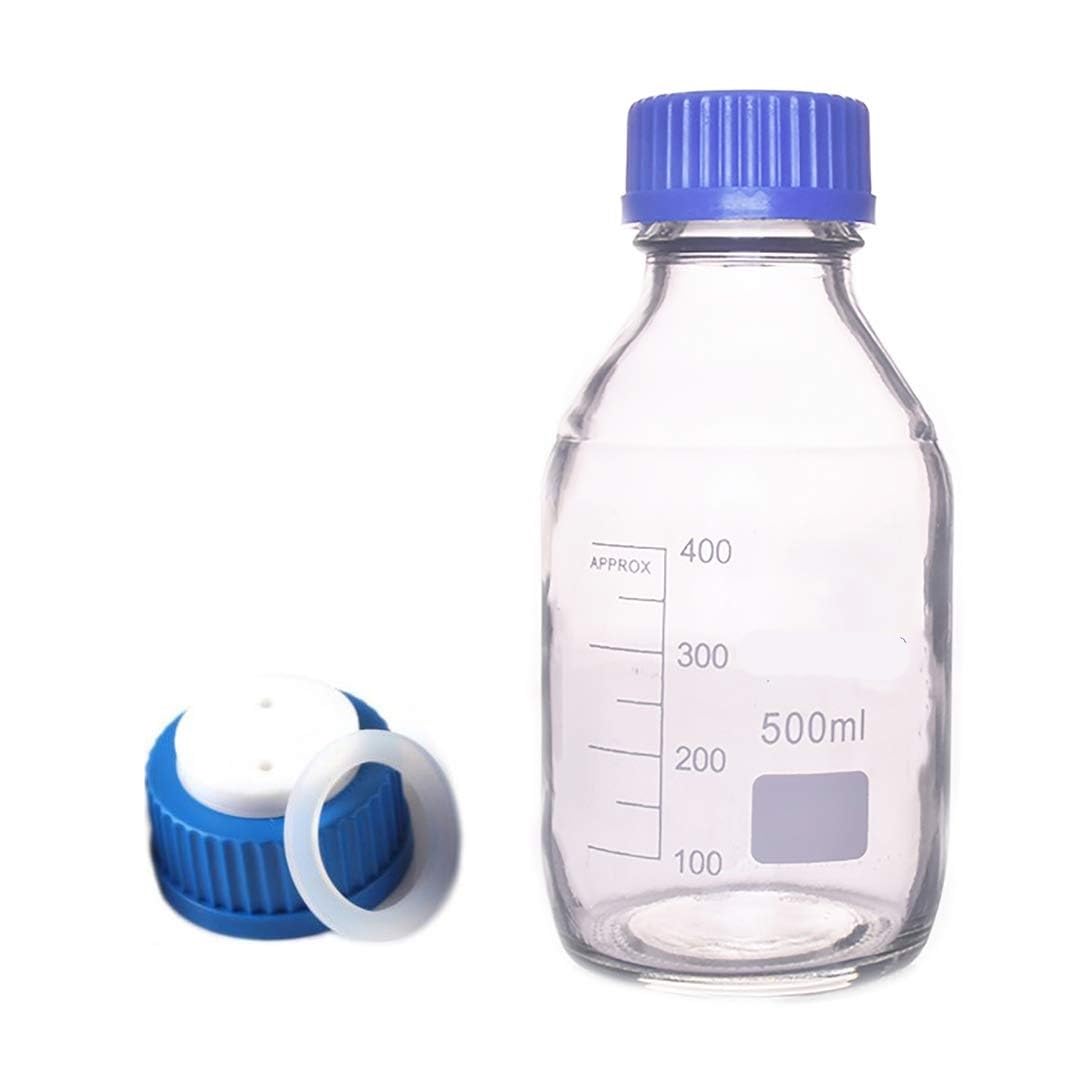 Bottiglia di stoccaggio for supporti rotonda in vetro con tappo a fase mobile a 2 fori GL45 - Capacità da 100 ml a 1000 ml(250ml)