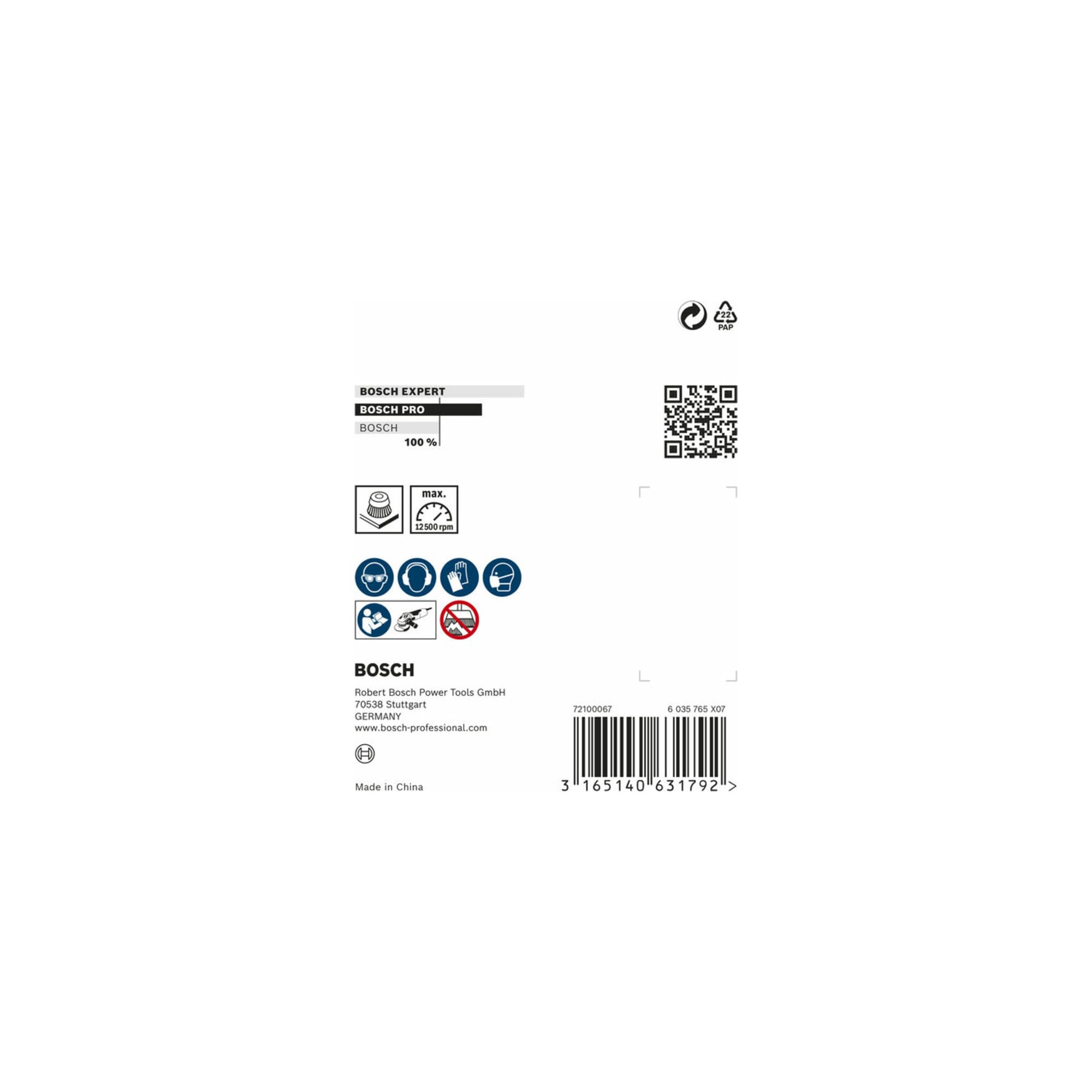 Bosch 1x Brosse boisseau PRO Steel Longlife, fils torsadés pour petite meuleuse angulaire et filetage M14 (pour Acier, Ø 75 mm, Professional Accessoire Petite meuleuse angulaire)