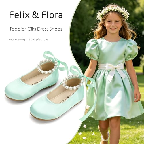 Image of Felix & Flora Girls Toddler Little Ballet Shoes - Flower Girls Mary Jane Flats Dress Shoes Party Wedding