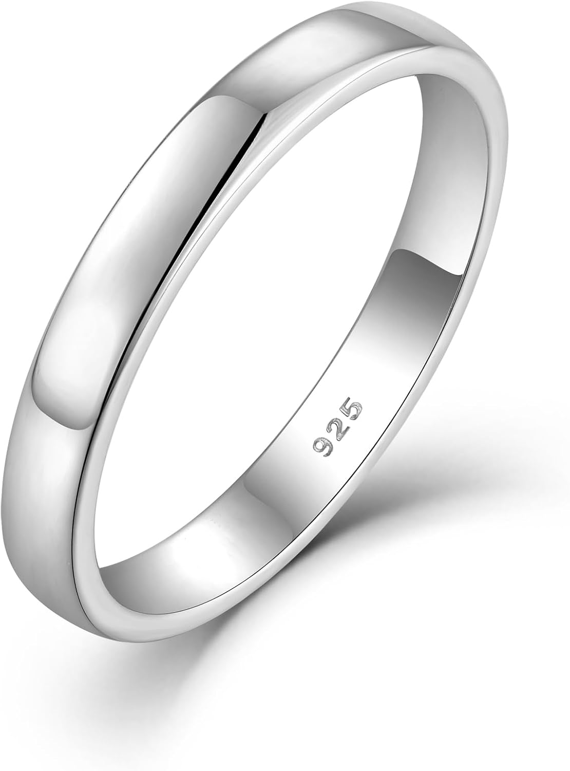 STARCHENIE Solid 925 Sterling Silver Wedding Band Ring, 2mm 3mm 4mm 5mm 6mm 7mm 8mm Width, Comfort Fit High Polish, for Men and Women