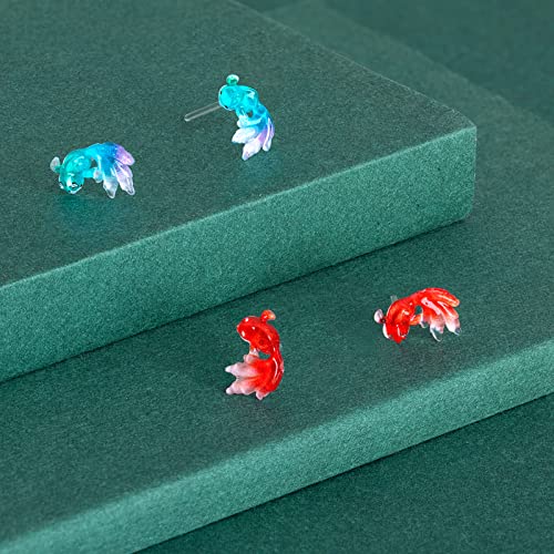 Plastic Earrings, Goldfish Plastic Earrings - 2 Pairs of Hypoallergenic Studs from KMEOSCH for Sensitive Ears4