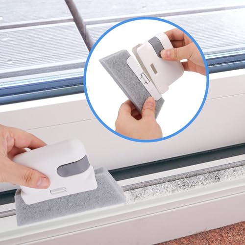 Image of Track Cleaner with 4 Replacement PP Nylon Window Crevice Groove Cleaning Brush Multifunctional Window Sill Track Cleaning Brush for Window Door Sliding Track Sink Gap