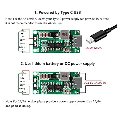 2PCS Type-C USB 2S 2A Boost Converter 8.4V 12.6V 16.8V Step-Up Power Module LiPo Polymer Lithium Battery Charging Protection Board