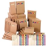 Dunzoom 20 Packs Crayons Colored Pencils Bulk Bundle Pencil Crayon Set 3.5 Inch Mini 6 Color Pencils 8 Color Crayons Mini Boxes in Kraft Box for Kids Classroom School Teacher Birthday Party Supplies