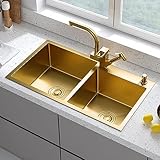 Photo Gallery lavello da cucina dorato lavello da cucina a doppia vasca in acciaio inossidabile nano fatto a mano lavello da cucina di grande capacità con dispenser di sapone (colore : d, dimensioni : 82 Photo Gallery lavello da cucina dorato lavello da cucina a doppia vasca in acciaio inossidabile nano fatto a mano lavello da cucina di grande capacità con dispenser di sapone (colore : d, dimensioni : 82