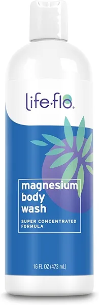 LIFE-FLO Magnesium Body Wash, Refreshing, Moisturizing Liquid Soap with Magnesium Chloride from the Zechstein Seabed, Peppermint Oil and Rosemary Oil, 60-Day Guarantee, Not Tested on Animals, 16oz
