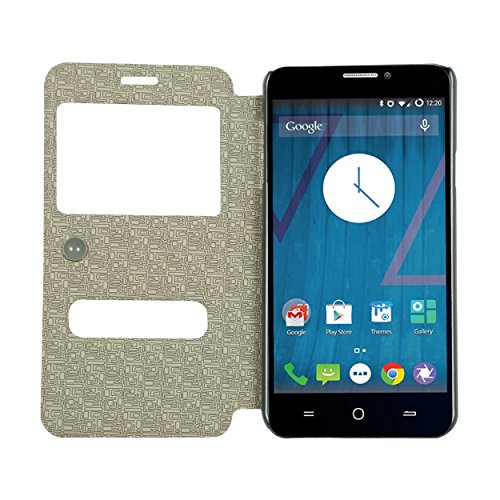 Image of Heartly Gold Sand Sparkle Luxury PU Leather Window Flip Stand Back Case Cover for Yu Yureka /Yureka Plus Cyanogen mod - Best Black