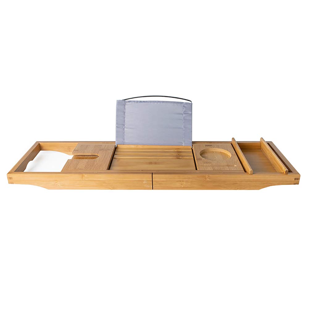 Taca do wanny do wanny, wysuwana taca do wanny, luksusowa taca do kąpieli i stojak na książki, luksusowy prezent, pomieści kieliszki do wina, tablet, telefon, świece, 74,5 x 23 x 4,5 cm