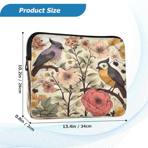 Funda para portátil con flores Retro Birds 13-14 pulgadas miniatura 3