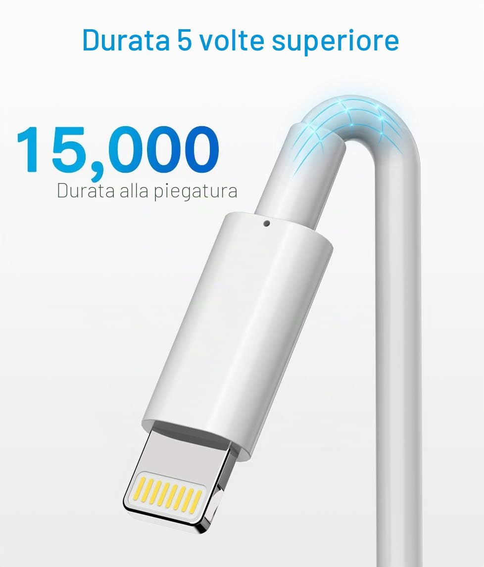 Quntis Cavo iPhone Certificato MFi 3Pezzi 1M, Cavo Lightning a USB Compatibile con iPhone 14 13 12 SE 2020/11/11 Pro/11 PRO Max/X/XS/XS Max/XR/8/8 Plus/7/7 Plus/6s/6s Plus/6/6P/5c/5s/5, iPad Airpods
