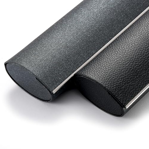 FEFI Etui na okulary Hardcase — wygląd skóry lub aksamitnie błyszczące, z chromowaną metalową listwą, w zestawie ściereczka z mikrofibry — twarda obudowa z zapięciem magnetycznym etui na okulary
