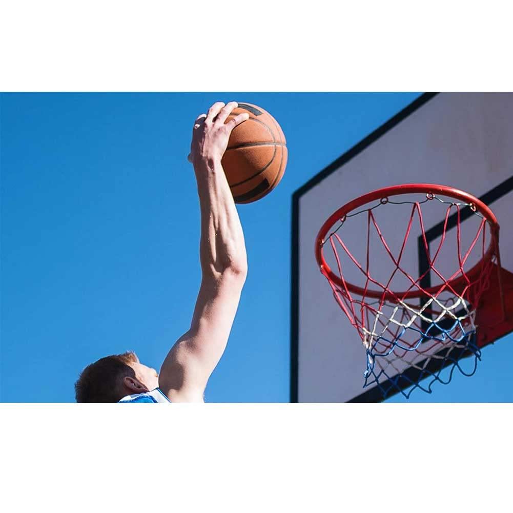 BAKAJI Canestro Basket Palla Canestro Regolamentare da Parete Muro Tabellone Anello in Metallo con Rete in Nylon Diametro 45cm Esterno Giardino Kit Montaggio Incluso Gioco Sport