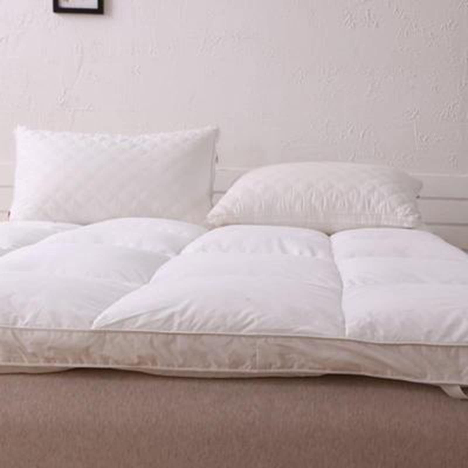 Pluma De Ganso Blanco Topper De ColchóN Relleno, Almohadilla, Un Lujoso Producto para Dormir, 8cm De Espesor Lujo Pluma De Ganso Blanco ColchóN FutóN,150x200cm