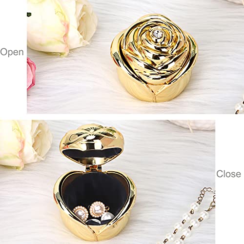 Hipiwe Rose Shape Vintage Jewelry Box - Gold Metal Trinket Organizer Small Jewelry Storage Holder Treasure Box Case Keepsake Box For Rings Earrings Necklace Gift For Girls Women, Large #TOP1