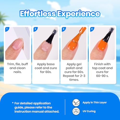 Image of Beetles Gel Nail Polish Set - 7.5ML 20 Color Orange Purple Yellow Blue Gel Polish Kit with Base Coat Glossy & Matte Top Coat, Bright Color Pearl Gel Soak Off UV Led Nails Gift for Women