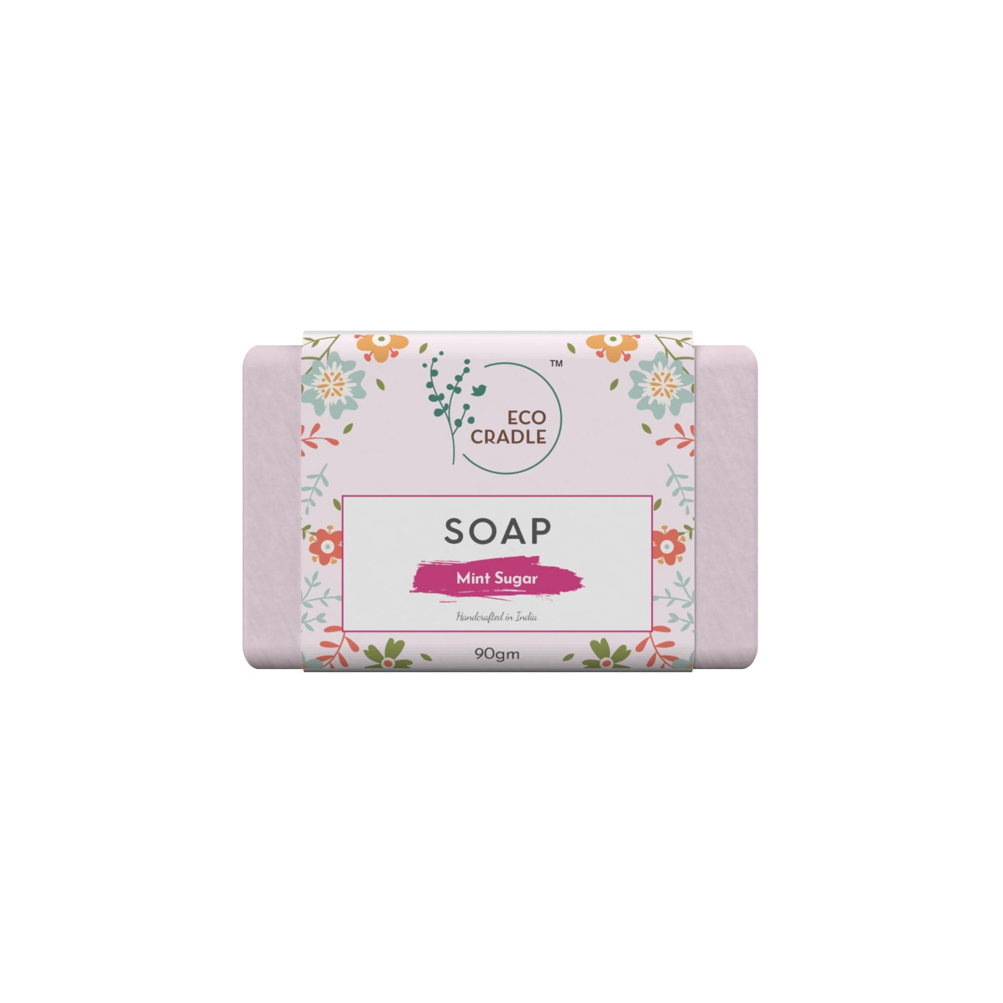 Ecocradle Mint Sugar Cool Bathing Soap | Gentle Cleansing Handmade Bathing Soap | Refreshing Mint Fragrance | For Fresh & Dirt Free Skin | Suitable for All Skin Types | 90gms