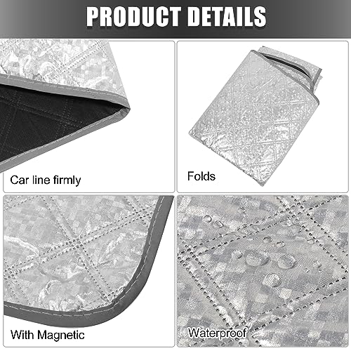 Image of X AUTOHAUX Black Rear Windshield Cover for Ice and Snow Magnetic Car Window Shades Anti Ice Dust Sun for Automotive Rear Windshield with Reflective Side
