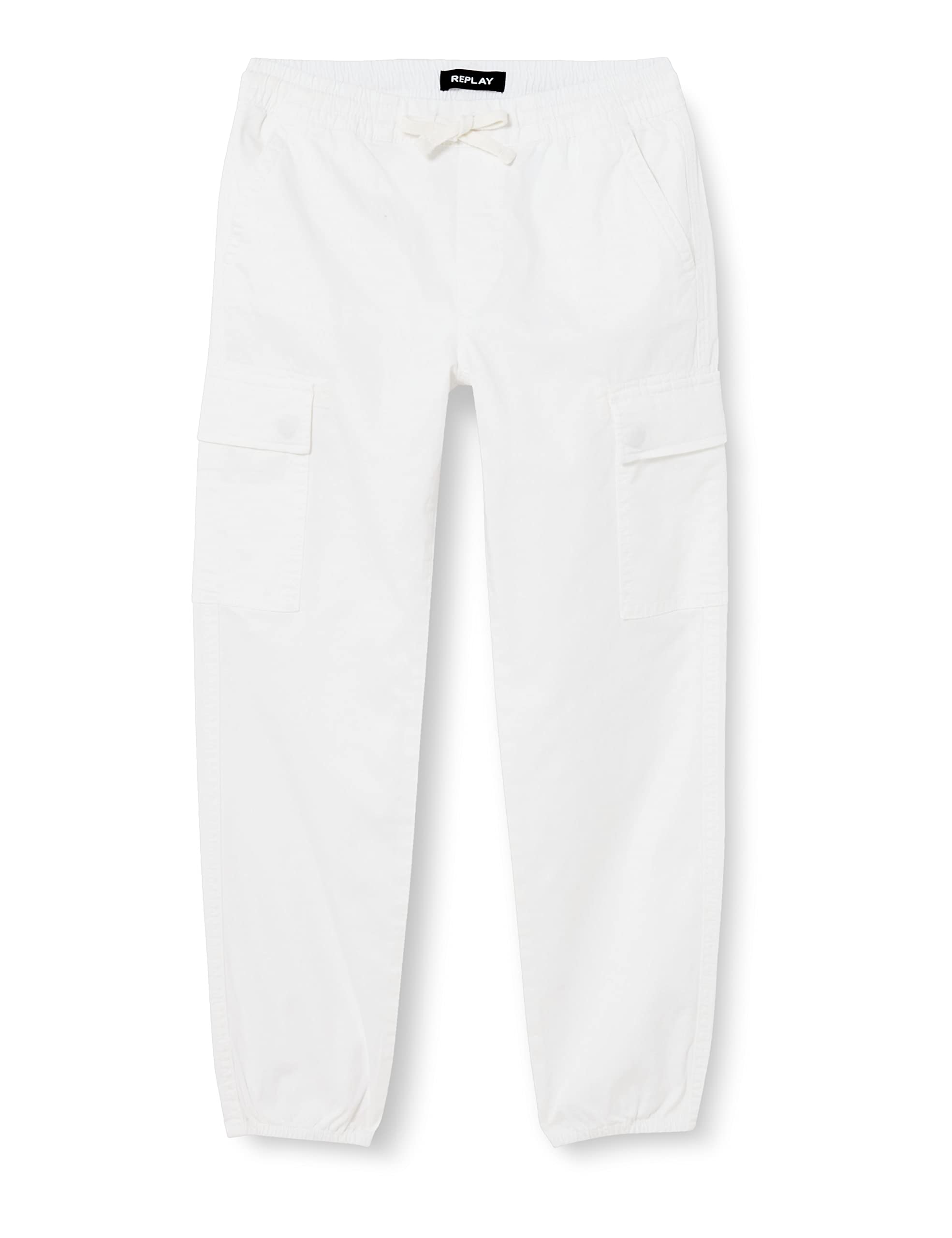 Replay Girls Cargo Pants with Drawstring, White (White 001), 4 years
