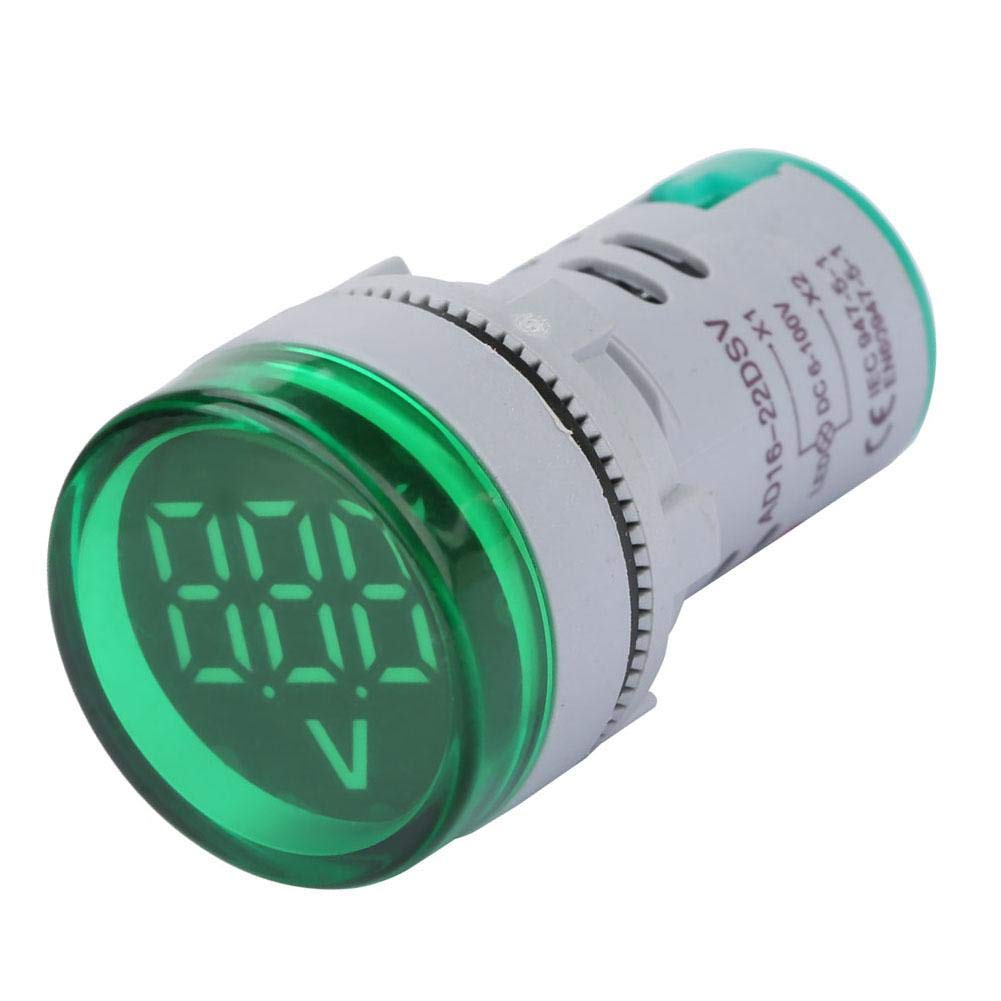 Volt¨ªmetro de se?al LED digital luminoso LED indicador de voltaje digital metro de voltaje, comprobador de l¨¢mpara redondo (Green)