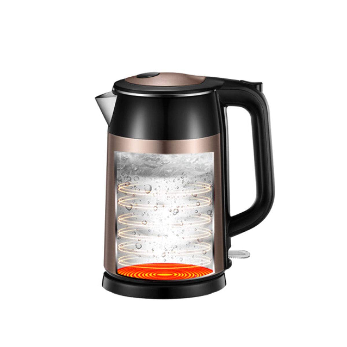 bollitore elettrico, Bollitori a doppio strato da 1, 7 l, potenza 1800 W, design silenzioso(Elegant Gold)