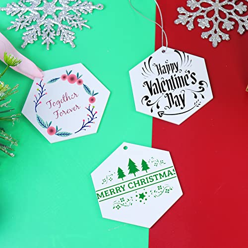 20Pcs 3 Inch White Hexagon Acrylic Christmas Ornaments Blanks 2022 Clear Christmas Acrylic Blanks Ornaments For Diy Craft Flat Acrylic Ornament For Christmas Tree Party Hanging Decoration #TOP1