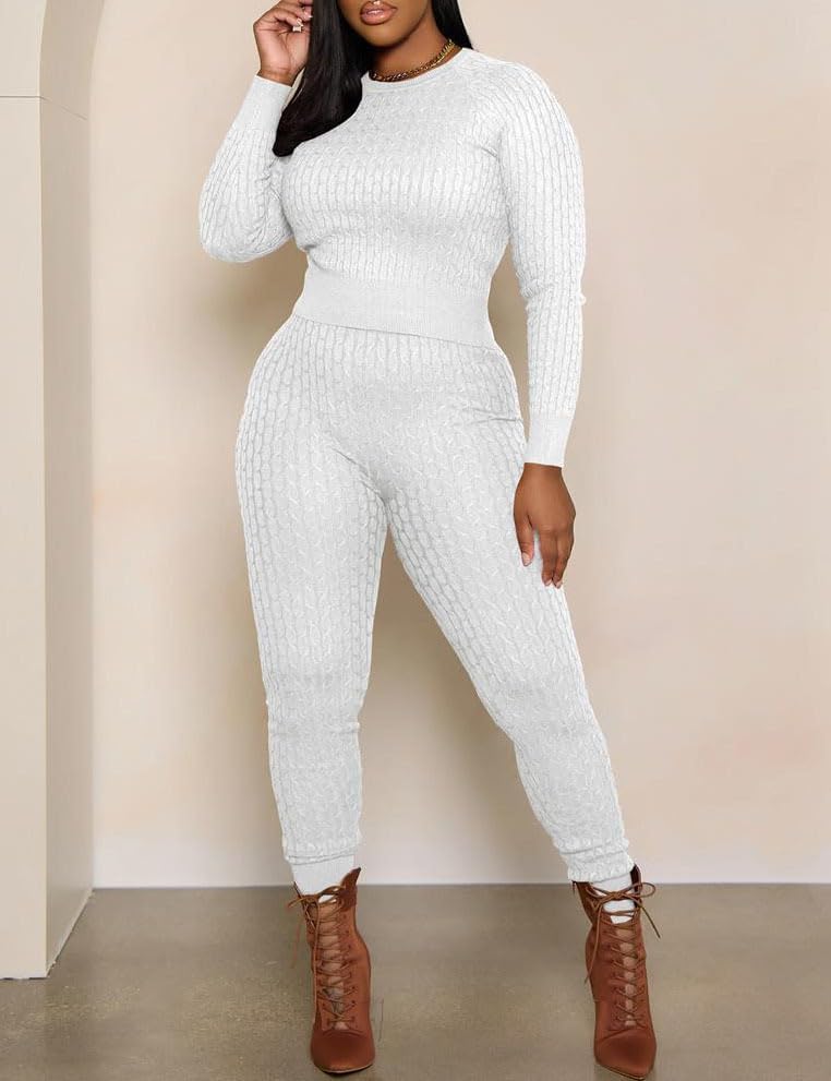 Nimsruc Sweater Two Piece Outfits For Women Knit Set - Image 2