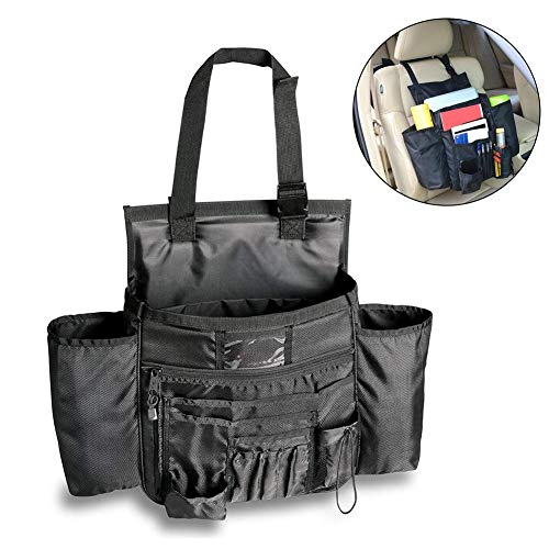 Pawaca Car Front Seat Storage Bag, Vehicle Drink Food Holder Organizer with Multiple Storage Pocket for Moms, Service Techs, Law Enforcement and Delivery Drivers - Keep Items Within Easy Reach