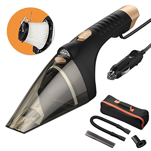 Favoto Aspiradora de Coche Portátil Aspirador de Mano Potente Kit de Limpieza Multifuncional Seco Húmedo 4000PA 12V con 5m Cable...