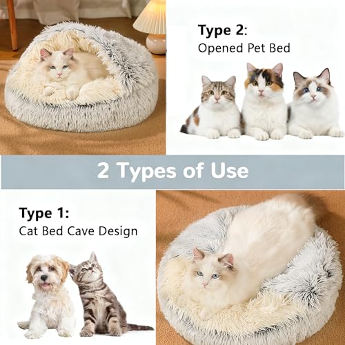 SHJOEE Flauschig Hundebett Muschelform 50cm Katzenbett Warm Tierbett Haustierbett Waschbar Hundesofa Katzensofa Plüsch Hundekorb Katzenkorb Weiche Kuschelbett für Den Schlaf im Innenbereich