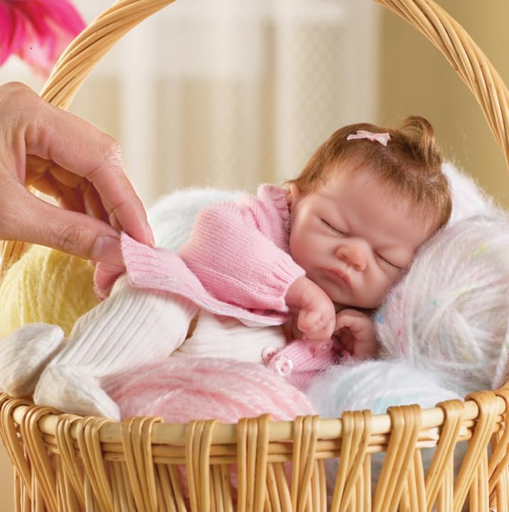 Muñeca coleccionable bebé realista de 25.4 cm miniatura 3