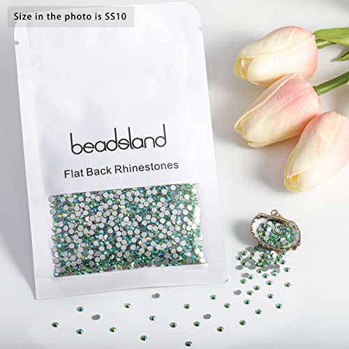 Image of Beadsland 2880pcs Flat Back Crystal Rhinestones Round Gems for Nail Art and Craft Glue Fix,Peridot AB,SS10,2.7-2.9mm | Flatback Glass Gems, 2.7-2.9mm, for Nail Art Craft, Glue Fix