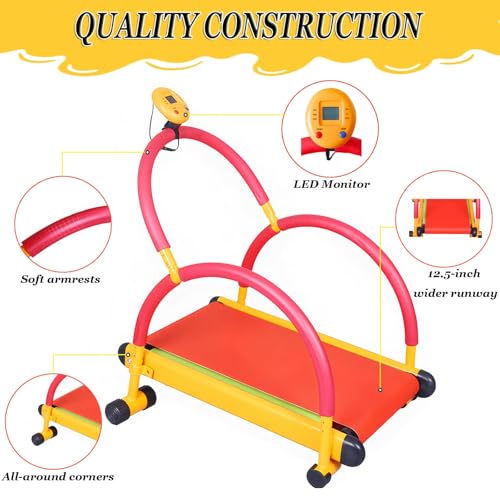 Image of Children Treadmill, Manual Toddler Treadmills for Home, with LED Display /Handle Bar, for Boys and Girls Ages 3+