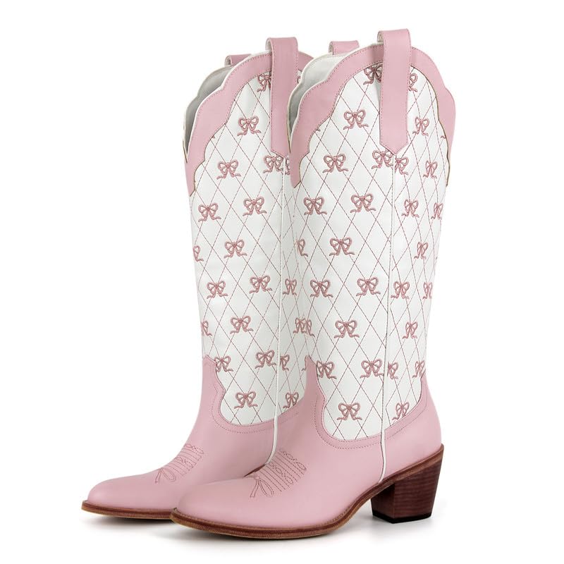 MissHeel Bow Boots for Women Knee High Cowgirl Boots