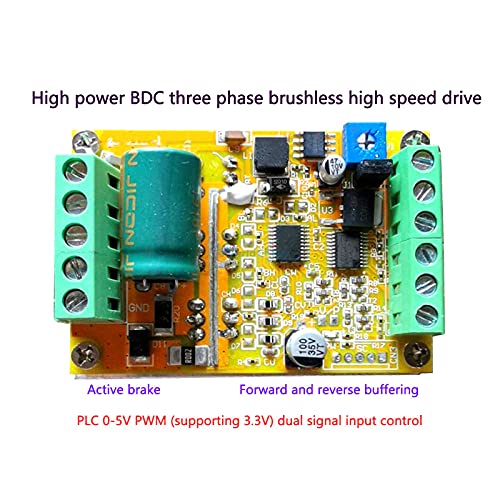 DC 6.5-50V 380W BLDC 3 Phases Brushless Motor Controller Board No Hall Sensor PWM Driver Module for Fans/Robot