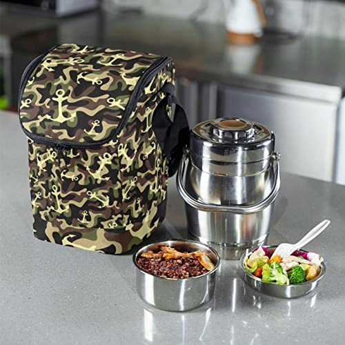 Bolsa de almuerzo verde camuflaje resistente al desgaste diario en colegios y oficinas 7