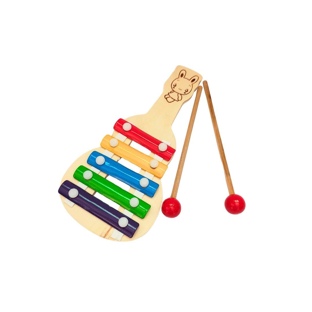 EcoElf Wooden Xylo-Guitar Toy for Kids Musical Toy with 5 Notes, First Musical Sound Instrument Toy Multicolour (5 Notes) (B0D5BK26B5) Amazon Price History, Amazon Price Tracker