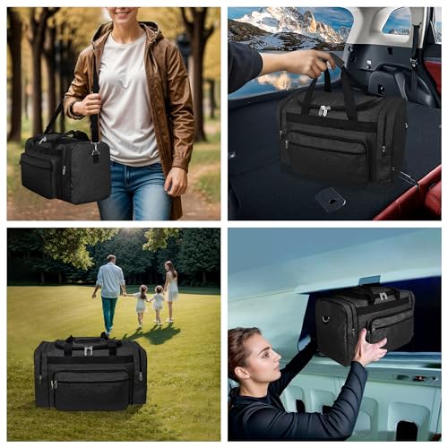 NGIL Glitter Canvas 20" inch Weekender Overnight Travel Carry-On Luggage Sports Gym Duffle Bag for Women (Black Glitter)2